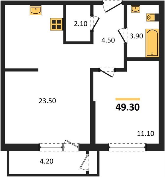 Фото №1: 1-комнатная квартира 49 м² - Краснодар, ЖК Рекорд, Карасунский внутригородской округ, Центральный внутригородской округ, Черёмушки, мкр. жилой комплекс Рекорд, ул. Новороссийская, 102/8к5