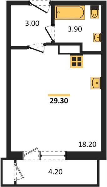 Фото №1: Студия 29 м² - Краснодар, ЖК Рекорд, Карасунский внутригородской округ, Центральный внутригородской округ, Черёмушки, мкр. жилой комплекс Рекорд, ул. Новороссийская, 102/8к5