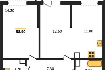 Фото №1: 2-комнатная квартира 58 м² - Краснодар, мкр. жилой комплекс Рекорд, ул. Новороссийская, 102/8к5