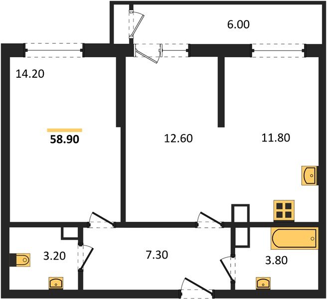 Фото №1: 2-комнатная квартира 58 м² - Краснодар, ЖК Рекорд, Карасунский внутригородской округ, Центральный внутригородской округ, Черёмушки, мкр. жилой комплекс Рекорд, ул. Новороссийская, 102/8к5
