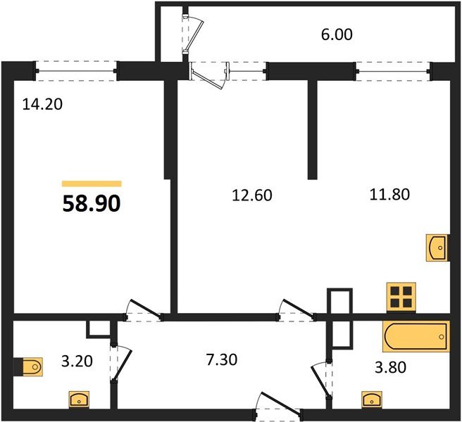 Фото №1: 2-комнатная квартира 58 м² - Краснодар, ЖК Рекорд, Карасунский внутригородской округ, Центральный внутригородской округ, Черёмушки, мкр. жилой комплекс Рекорд, ул. Новороссийская, 102/8к5