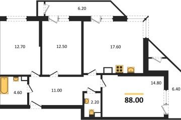 Фото №1: 3-комнатная квартира 88 м² - Краснодар, мкр. жилой комплекс Рекорд, ул. Новороссийская, 102/8к5