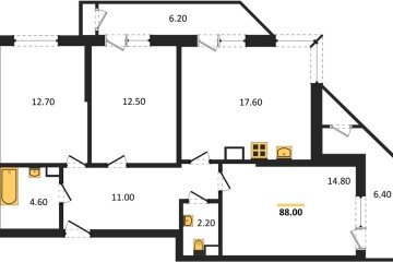 Фото №1: 3-комнатная квартира 88 м² - Краснодар, мкр. жилой комплекс Рекорд, ул. Новороссийская, 102/8к5