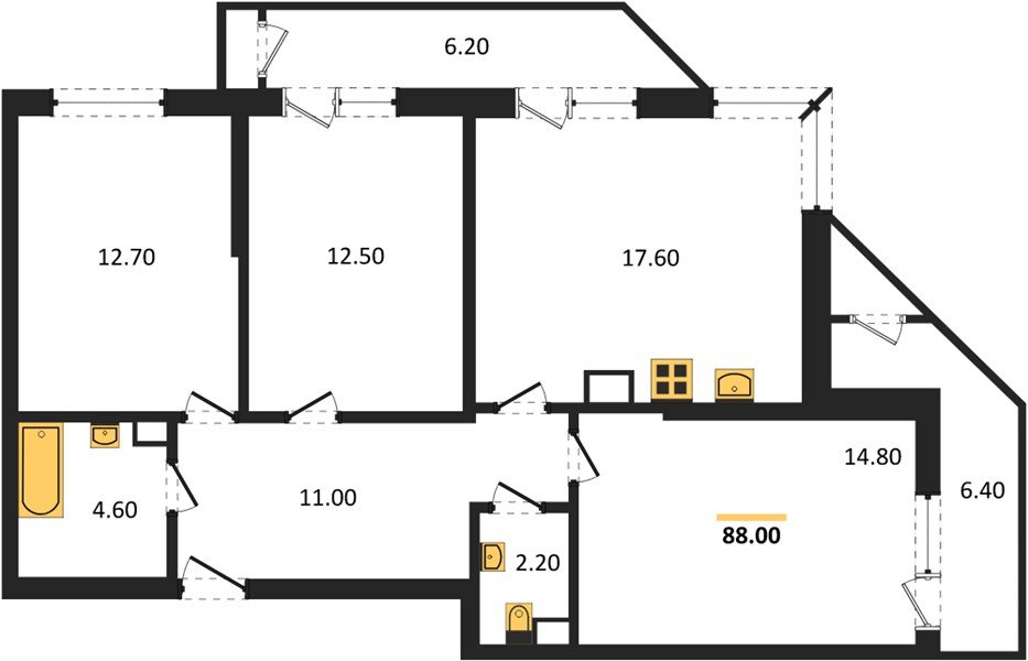 Фото №1: 3-комнатная квартира 88 м² - Краснодар, ЖК Рекорд, Карасунский внутригородской округ, Центральный внутригородской округ, Черёмушки, мкр. жилой комплекс Рекорд, ул. Новороссийская, 102/8к5