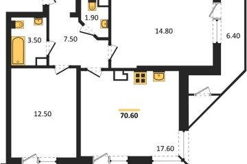 Фото №1: 2-комнатная квартира 70 м² - Краснодар, мкр. жилой комплекс Рекорд, ул. Новороссийская, 102/8к5