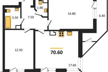 Фото №1: 2-комнатная квартира 70 м² - Краснодар, мкр. жилой комплекс Рекорд, ул. Новороссийская, 102/8к5