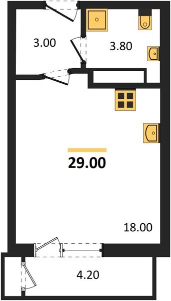 Фото №1: Студия 29 м² - Краснодар, ЖК Рекорд, Карасунский внутригородской округ, Центральный внутригородской округ, Черёмушки, мкр. жилой комплекс Рекорд, ул. Новороссийская, 102/8к5