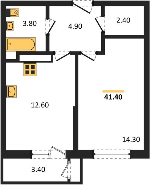 Фото №1: 1-комнатная квартира 41 м² - Краснодар, ЖК Рекорд, Карасунский внутригородской округ, Центральный внутригородской округ, Черёмушки, мкр. жилой комплекс Рекорд, ул. Новороссийская, 102/8к5