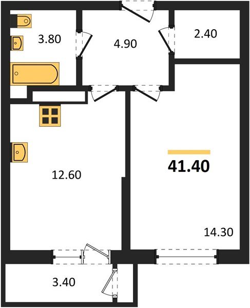 Фото №1: 1-комнатная квартира 41 м² - Краснодар, ЖК Рекорд, Карасунский внутригородской округ, Центральный внутригородской округ, Черёмушки, мкр. жилой комплекс Рекорд, ул. Новороссийская, 102/8к5
