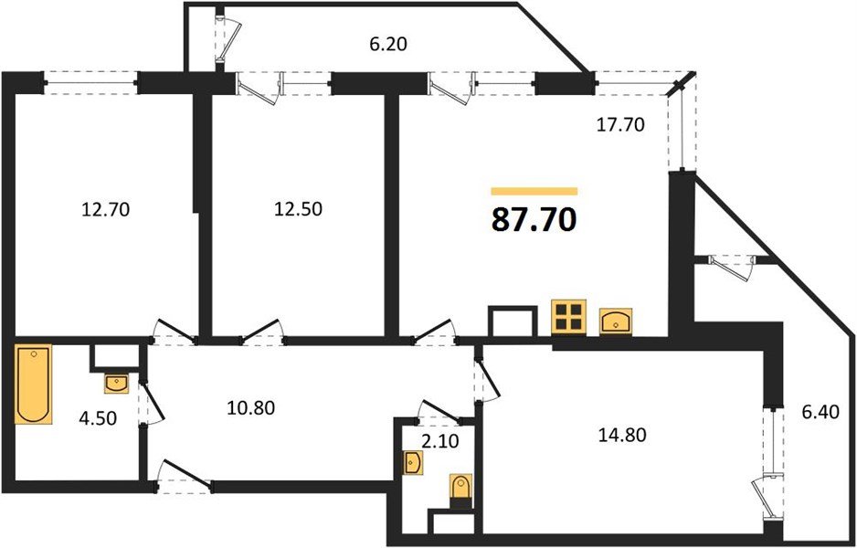 Фото №1: 3-комнатная квартира 87 м² - Краснодар, ЖК Рекорд, Карасунский внутригородской округ, Центральный внутригородской округ, Черёмушки, мкр. жилой комплекс Рекорд, ул. Новороссийская, 102/8к5