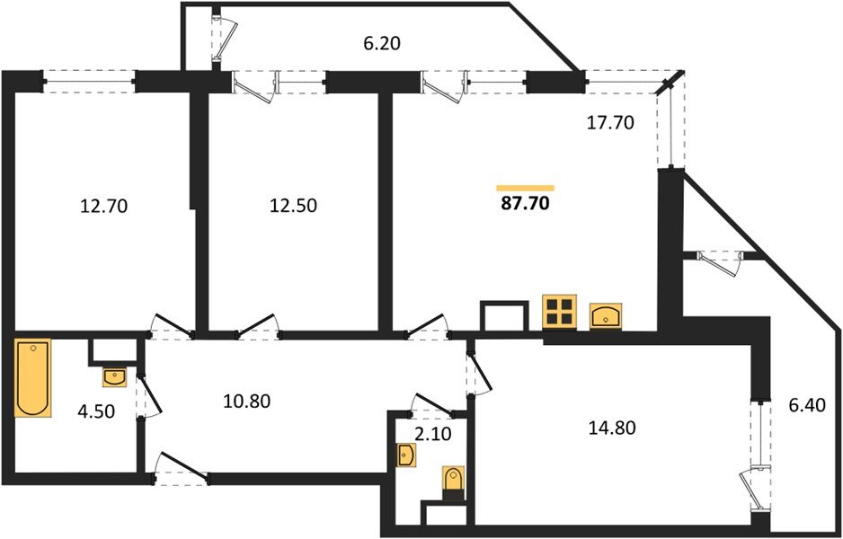 Фото №1: 3-комнатная квартира 87 м² - Краснодар, ЖК Рекорд, Карасунский внутригородской округ, Центральный внутригородской округ, Черёмушки, мкр. жилой комплекс Рекорд, ул. Новороссийская, 102/8к5