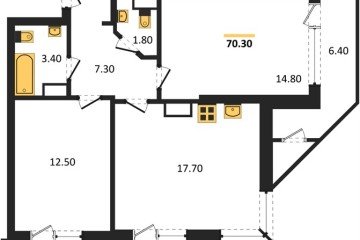 Фото №1: 2-комнатная квартира 70 м² - Краснодар, мкр. жилой комплекс Рекорд, ул. Новороссийская, 102/8к5