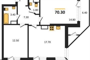 Фото №1: 2-комнатная квартира 70 м² - Краснодар, мкр. жилой комплекс Рекорд, ул. Новороссийская, 102/8к5