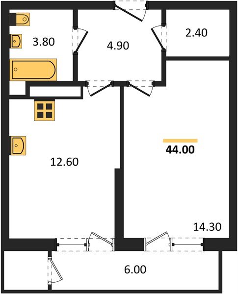 Фото №1: 1-комнатная квартира 44 м² - Краснодар, ЖК Рекорд, Карасунский внутригородской округ, Центральный внутригородской округ, Черёмушки, мкр. жилой комплекс Рекорд, ул. Новороссийская, 102/8к5