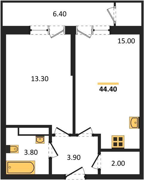 Фото №1: 1-комнатная квартира 44 м² - Краснодар, ЖК Рекорд, Карасунский внутригородской округ, Центральный внутригородской округ, Черёмушки, мкр. жилой комплекс Рекорд, ул. Новороссийская, 102/8к5