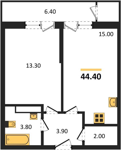 Фото №1: 1-комнатная квартира 44 м² - Краснодар, ЖК Рекорд, Карасунский внутригородской округ, Центральный внутригородской округ, Черёмушки, мкр. жилой комплекс Рекорд, ул. Новороссийская, 102/8к5