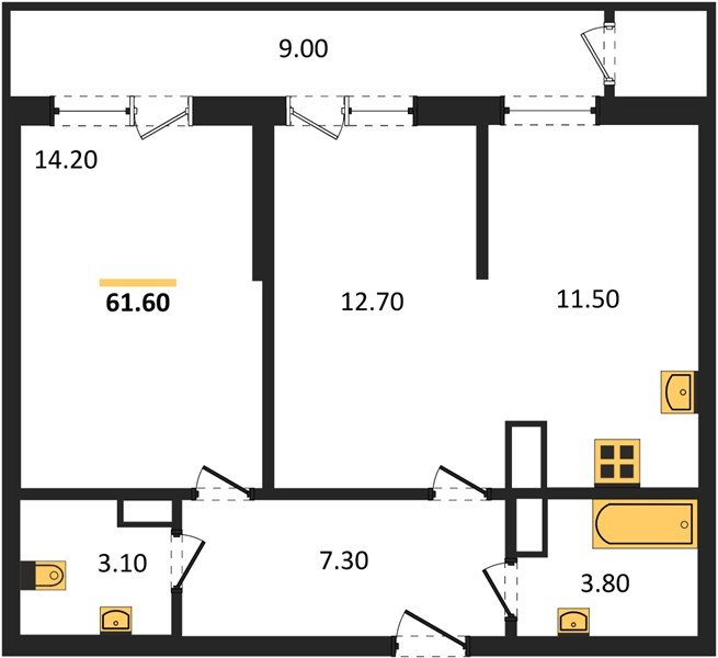 Фото №1: 2-комнатная квартира 61 м² - Краснодар, ЖК Рекорд, Карасунский внутригородской округ, Центральный внутригородской округ, Черёмушки, мкр. жилой комплекс Рекорд, ул. Новороссийская, 102/8к5