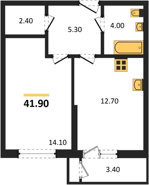 Фото №1: 1-комнатная квартира 41 м² - Краснодар, ЖК Рекорд, Карасунский внутригородской округ, Центральный внутригородской округ, Черёмушки, мкр. жилой комплекс Рекорд, ул. Новороссийская, 102/8к5