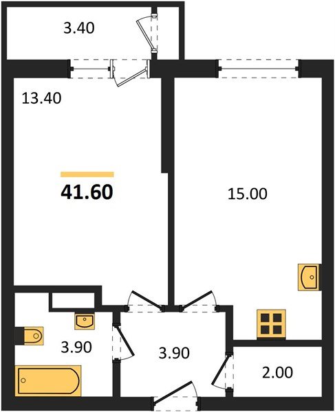 Фото №1: 1-комнатная квартира 41 м² - Краснодар, ЖК Рекорд, Карасунский внутригородской округ, Центральный внутригородской округ, Черёмушки, мкр. жилой комплекс Рекорд, ул. Новороссийская, 102/8к5