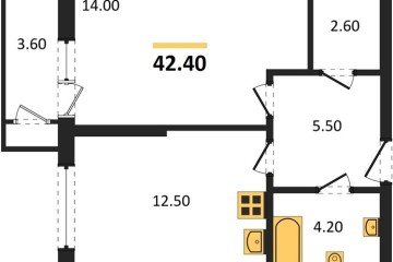 Фото №1: 1-комнатная квартира 42 м² - Краснодар, мкр. жилой комплекс Рекорд, ул. Новороссийская, 102И
