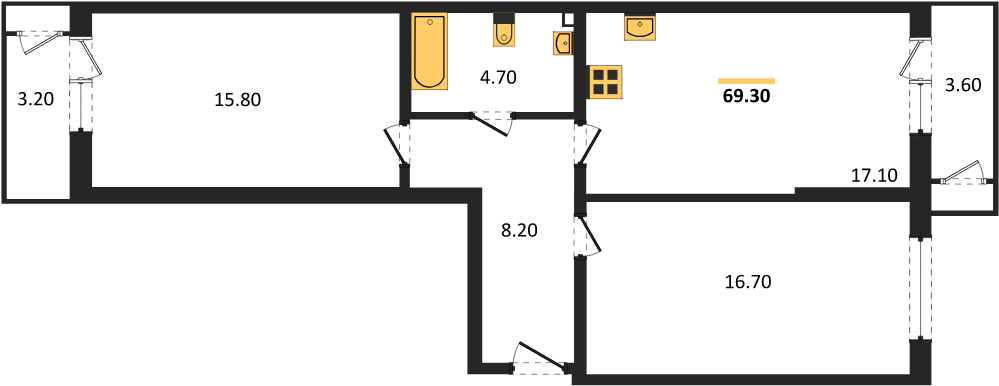 Фото №1: 2-комнатная квартира 69 м² - Краснодар, ЖК Рекорд, Карасунский внутригородской округ, Центральный внутригородской округ, Черёмушки, мкр. жилой комплекс Рекорд, ул. Новороссийская, 102И