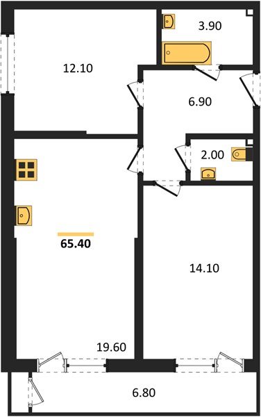 Фото №1: 2-комнатная квартира 65 м² - Краснодар, ЖК Рекорд, Карасунский внутригородской округ, Центральный внутригородской округ, Черёмушки, мкр. жилой комплекс Рекорд, ул. Новороссийская, 102И
