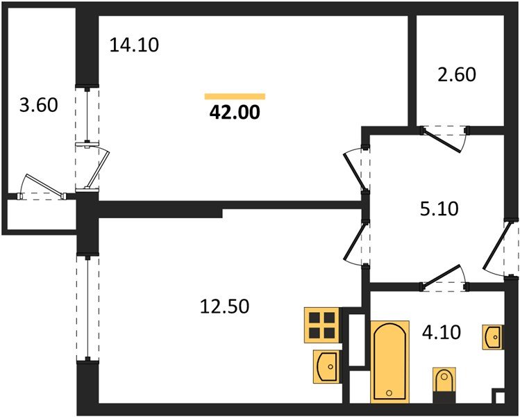 Фото №1: 1-комнатная квартира 42 м² - Краснодар, ЖК Рекорд, Карасунский внутригородской округ, Центральный внутригородской округ, Черёмушки, мкр. жилой комплекс Рекорд, ул. Новороссийская, 102И