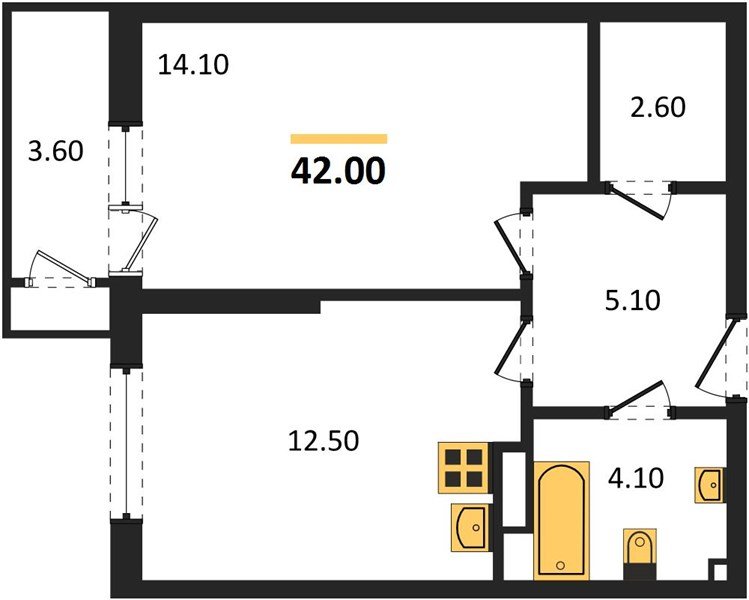 Фото №1: 1-комнатная квартира 42 м² - Краснодар, ЖК Рекорд, Карасунский внутригородской округ, Центральный внутригородской округ, Черёмушки, мкр. жилой комплекс Рекорд, ул. Новороссийская, 102И
