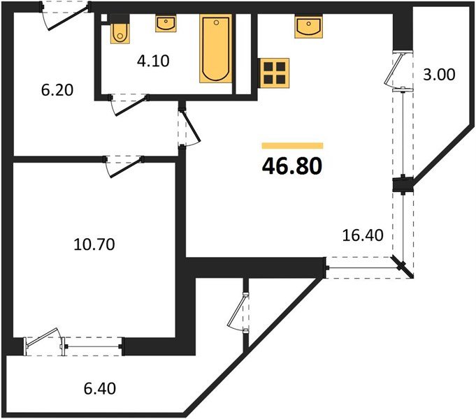 Фото №1: 1-комнатная квартира 46 м² - Краснодар, ЖК Рекорд, Карасунский внутригородской округ, Центральный внутригородской округ, Черёмушки, мкр. жилой комплекс Рекорд, ул. Новороссийская, 102И