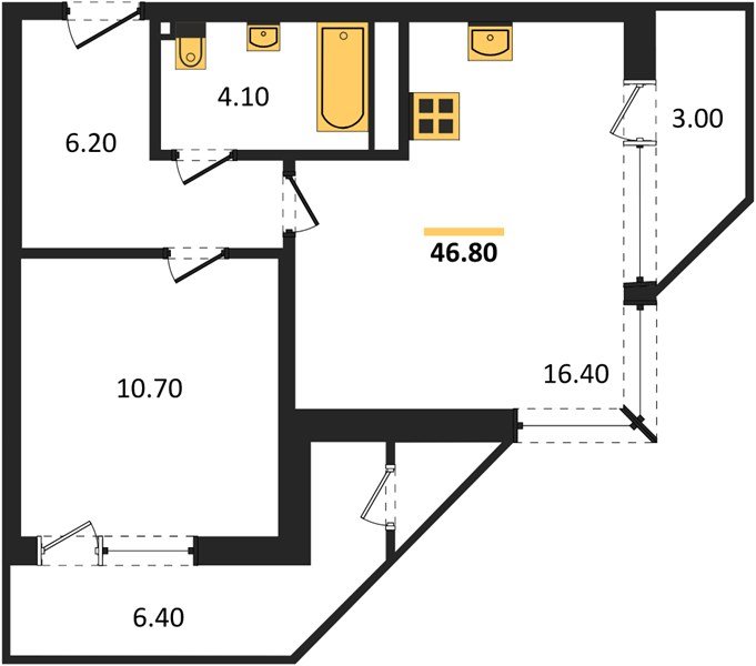 Фото №1: 1-комнатная квартира 46 м² - Краснодар, ЖК Рекорд, Карасунский внутригородской округ, Центральный внутригородской округ, Черёмушки, мкр. жилой комплекс Рекорд, ул. Новороссийская, 102И