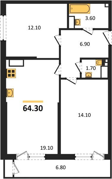 Фото №1: 2-комнатная квартира 64 м² - Краснодар, ЖК Рекорд, Карасунский внутригородской округ, Центральный внутригородской округ, Черёмушки, мкр. жилой комплекс Рекорд, ул. Новороссийская, 102И