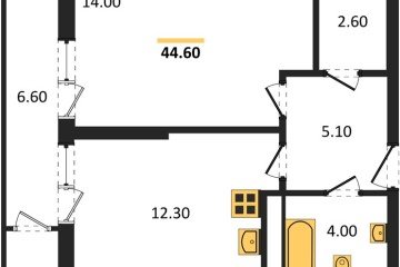 Фото №1: 1-комнатная квартира 44 м² - Краснодар, мкр. жилой комплекс Рекорд, ул. Новороссийская, 102И