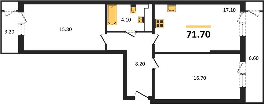 Фото №1: 2-комнатная квартира 71 м² - Краснодар, ЖК Рекорд, Карасунский внутригородской округ, Центральный внутригородской округ, Черёмушки, мкр. жилой комплекс Рекорд, ул. Новороссийская, 102И