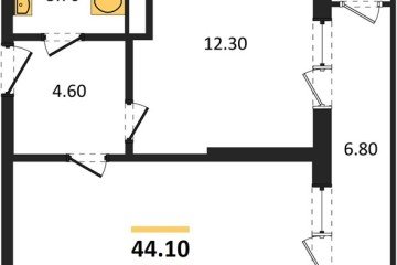 Фото №1: 1-комнатная квартира 44 м² - Краснодар, мкр. жилой комплекс Рекорд, ул. Новороссийская, 102И