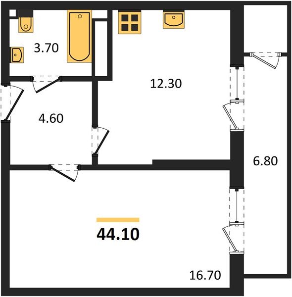 Фото №1: 1-комнатная квартира 44 м² - Краснодар, ЖК Рекорд, Карасунский внутригородской округ, Центральный внутригородской округ, Черёмушки, мкр. жилой комплекс Рекорд, ул. Новороссийская, 102И