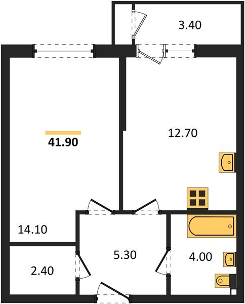 Фото №1: 1-комнатная квартира 41 м² - Краснодар, ЖК Рекорд, Карасунский внутригородской округ, Центральный внутригородской округ, Черёмушки, мкр. жилой комплекс Рекорд, ул. Новороссийская, 102И