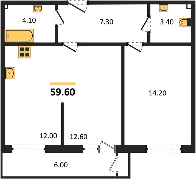 Фото №1: 1-комнатная квартира 59 м² - Краснодар, ЖК Рекорд, Карасунский внутригородской округ, Центральный внутригородской округ, Черёмушки, мкр. жилой комплекс Рекорд, ул. Новороссийская, 102И