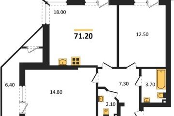 Фото №1: 2-комнатная квартира 71 м² - Краснодар, мкр. жилой комплекс Рекорд, ул. Новороссийская, 102И