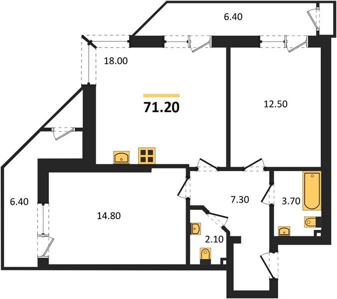 Фото №1: 2-комнатная квартира 71 м² - Краснодар, ЖК Рекорд, Карасунский внутригородской округ, Центральный внутригородской округ, Черёмушки, мкр. жилой комплекс Рекорд, ул. Новороссийская, 102И