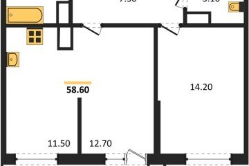 Фото №1: 1-комнатная квартира 58 м² - Краснодар, мкр. жилой комплекс Рекорд, ул. Новороссийская, 102И