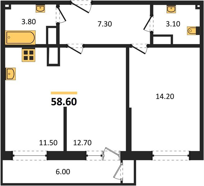 Фото №1: 1-комнатная квартира 58 м² - Краснодар, ЖК Рекорд, Карасунский внутригородской округ, Центральный внутригородской округ, Черёмушки, мкр. жилой комплекс Рекорд, ул. Новороссийская, 102И