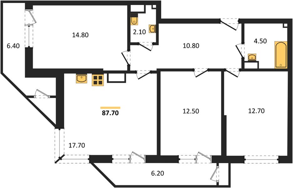 Фото №1: 3-комнатная квартира 87 м² - Краснодар, ЖК Рекорд, Карасунский внутригородской округ, Центральный внутригородской округ, Черёмушки, мкр. жилой комплекс Рекорд, ул. Новороссийская, 102И