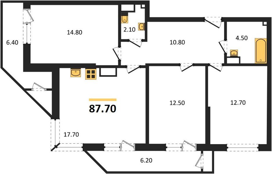 Фото №1: 3-комнатная квартира 87 м² - Краснодар, ЖК Рекорд, Карасунский внутригородской округ, Центральный внутригородской округ, Черёмушки, мкр. жилой комплекс Рекорд, ул. Новороссийская, 102И