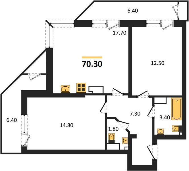 Фото №1: 2-комнатная квартира 70 м² - Краснодар, ЖК Рекорд, Карасунский внутригородской округ, Центральный внутригородской округ, Черёмушки, мкр. жилой комплекс Рекорд, ул. Новороссийская, 102И