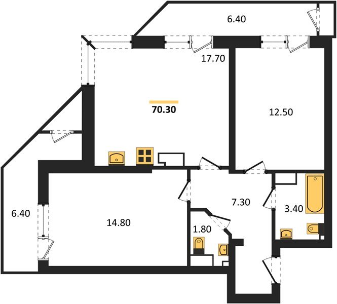 Фото №1: 2-комнатная квартира 70 м² - Краснодар, ЖК Рекорд, Карасунский внутригородской округ, Центральный внутригородской округ, Черёмушки, мкр. жилой комплекс Рекорд, ул. Новороссийская, 102И