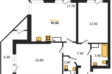 Фото №1: 2-комнатная квартира 70 м² - Краснодар, мкр. жилой комплекс Рекорд, ул. Новороссийская, 102И