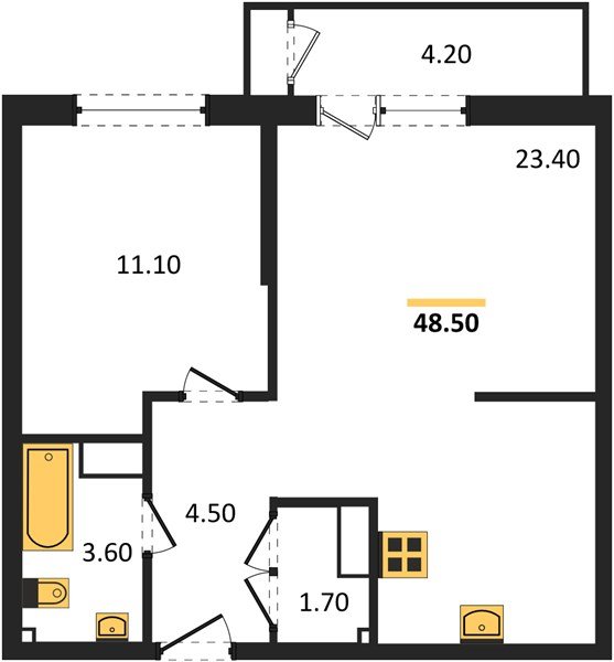 Фото №1: 1-комнатная квартира 48 м² - Краснодар, ЖК Рекорд, Карасунский внутригородской округ, Центральный внутригородской округ, Черёмушки, мкр. жилой комплекс Рекорд, ул. Новороссийская, 102И