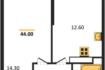Фото №1: 1-комнатная квартира 44 м² - Краснодар, мкр. жилой комплекс Рекорд, ул. Новороссийская, 102И