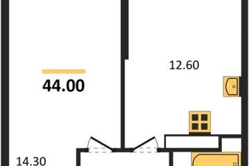 Фото №1: 1-комнатная квартира 44 м² - Краснодар, мкр. жилой комплекс Рекорд, ул. Новороссийская, 102И