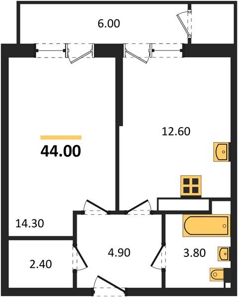 Фото №1: 1-комнатная квартира 44 м² - Краснодар, ЖК Рекорд, Карасунский внутригородской округ, Центральный внутригородской округ, Черёмушки, мкр. жилой комплекс Рекорд, ул. Новороссийская, 102И